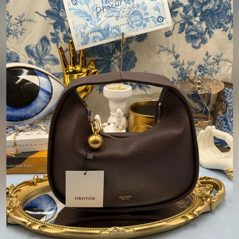 🆕 OROTON 🧿 NWT Clara Mini Convertible Crossbody Bag, Bear Brown Leather